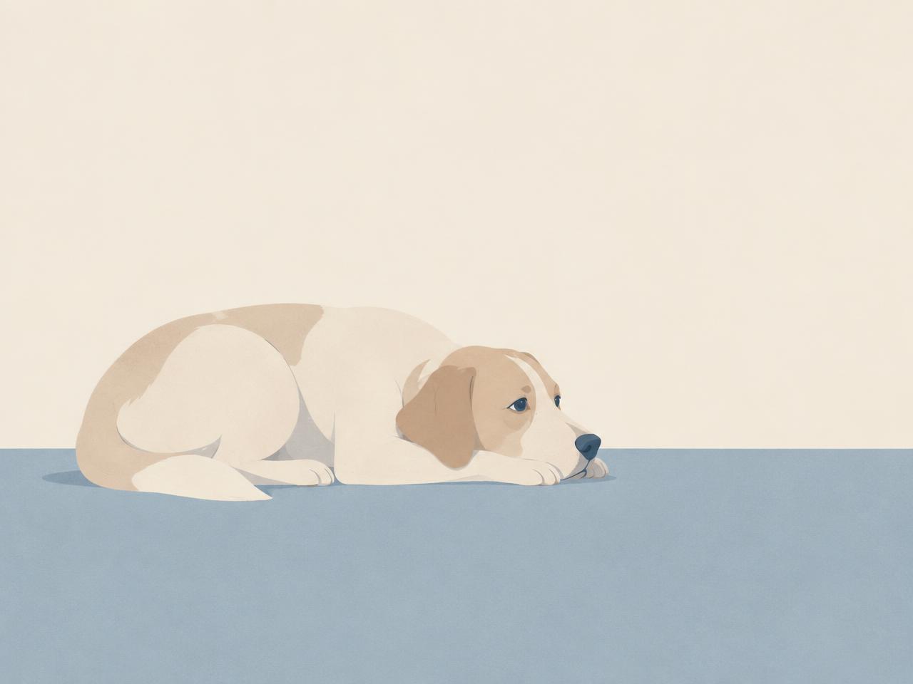 Illustration of a dog lying down quietly